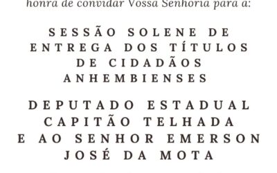 Anhembi: Câmara realizará Sessão Solene para entrega de títulos e moções