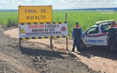 Santa Maria da Serra: Defesa Civil realiza sinalização de interdição na Vicinal do Baixão da Serra após danos causados pelas chuvas